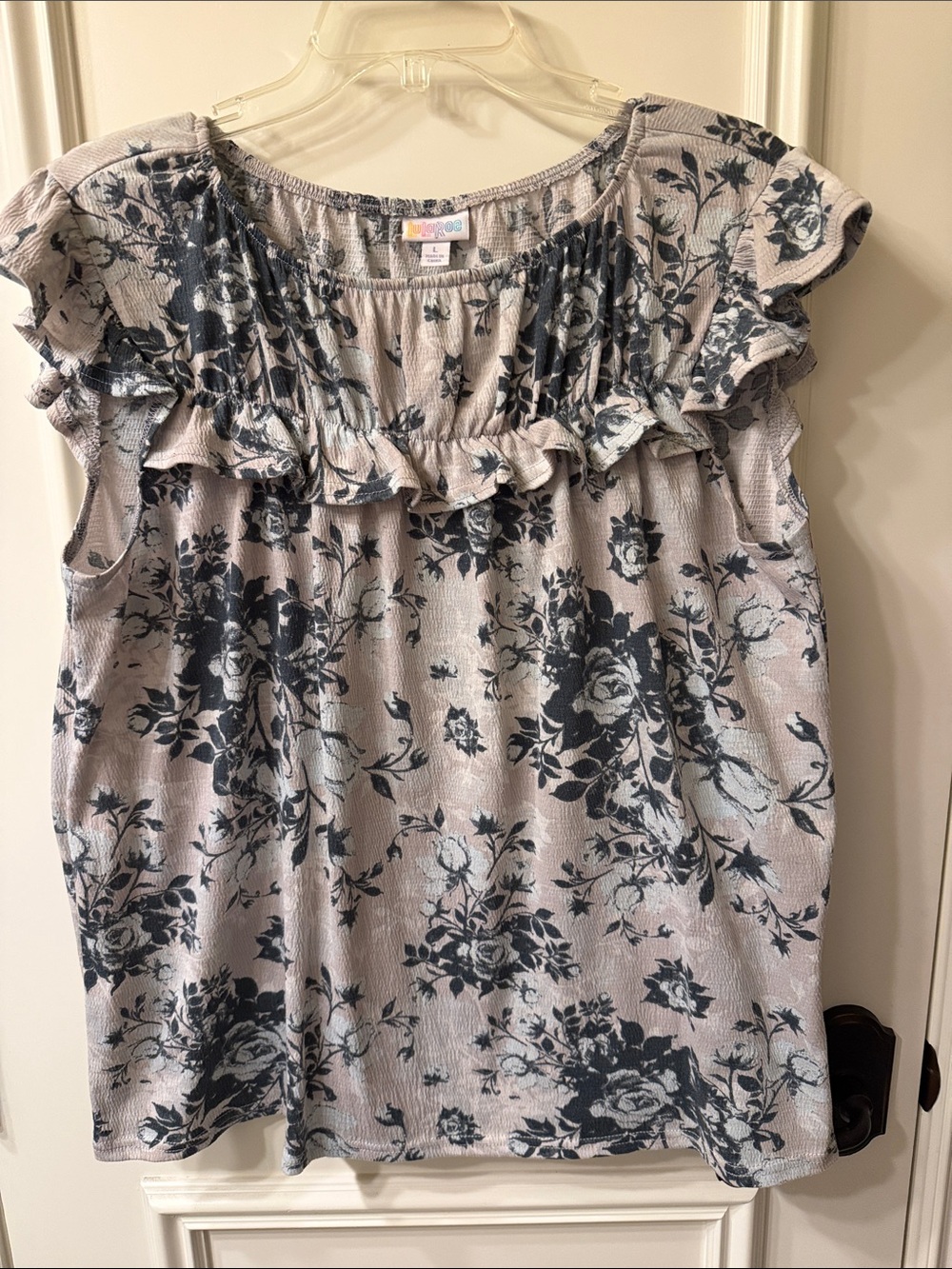 LuLaRoe Floral Ruffle Sleeveless Sasha Top
